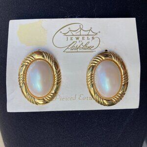 Vintage Park Lane Faux Pearl Oval Clip On Earrings Gold Tone 90s Regencycore